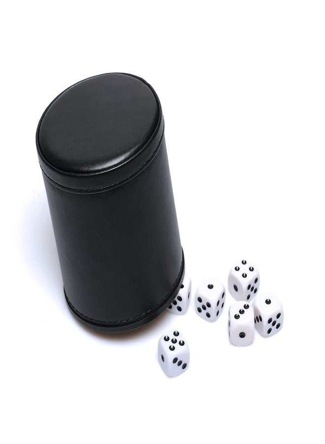 RERIVER Felt Lined PU Leather Dice Cup Set with 6 Dot Dices (Black, Pack of 2) - Image 4